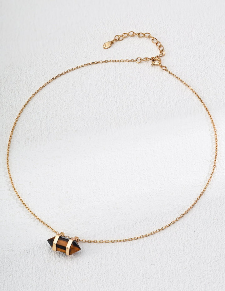 Guardian Strength: S925 Silver Tiger’s Eye Pendant Necklace – Power & Protection - GEM Spirit - D0579 - 4 - CRYSTALS - five elements energy - Five Elements Energy - earth