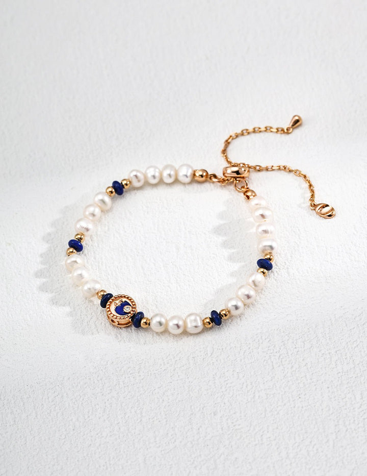 Mystic Eye of Clarity – Lapis Lazuli & Pearl Protection Bracelet - GEM Spirit - SL0173 - 2 - CRYSTALS - jewelry - 