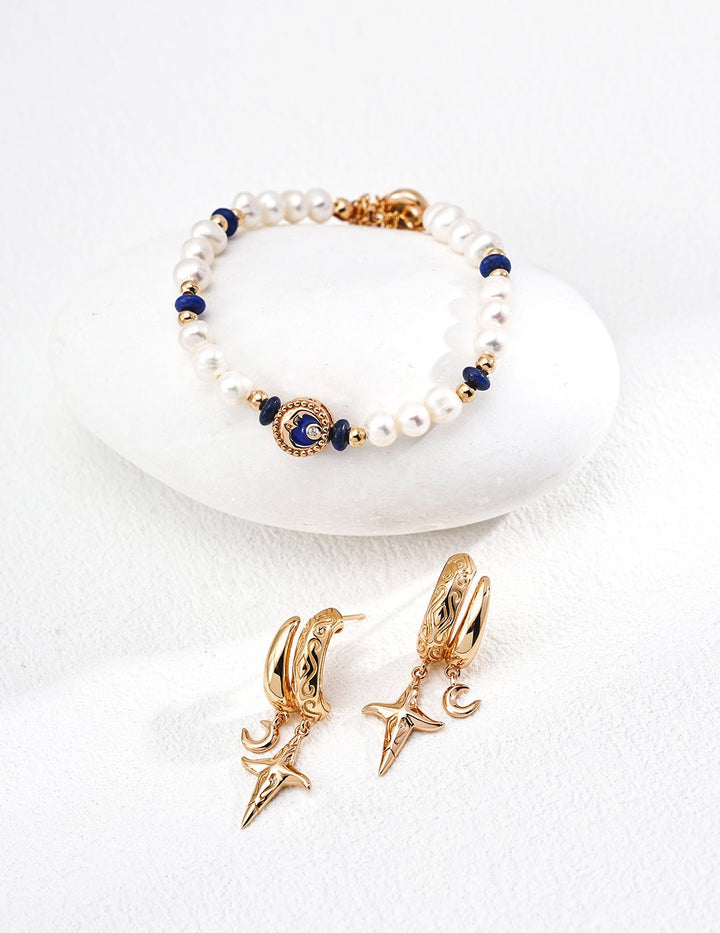 Mystic Eye of Clarity – Lapis Lazuli & Pearl Protection Bracelet - GEM Spirit - SL0173 - 2 - CRYSTALS - jewelry - 