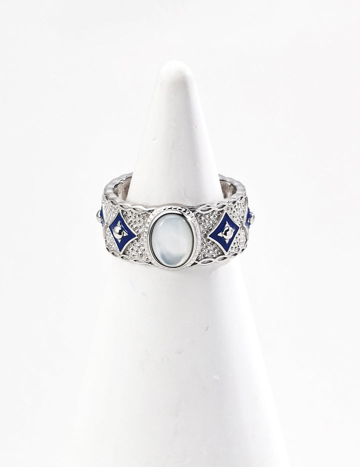 Stellar Crown｜Dual - Band Celestial Ring (Lapis Lazuli / Mother of Pearl) - GEM Spirit - CRYSTALS - five elements energy - jewelry