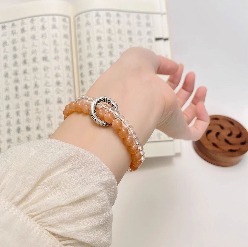 Sunstone Bracelet for Couple's Double - Layer Beaded | Love · Vitality · Shared Energy - GEM Spirit - JL - 02 - 1 - BRACELETS - CRYSTALS - five elements energy