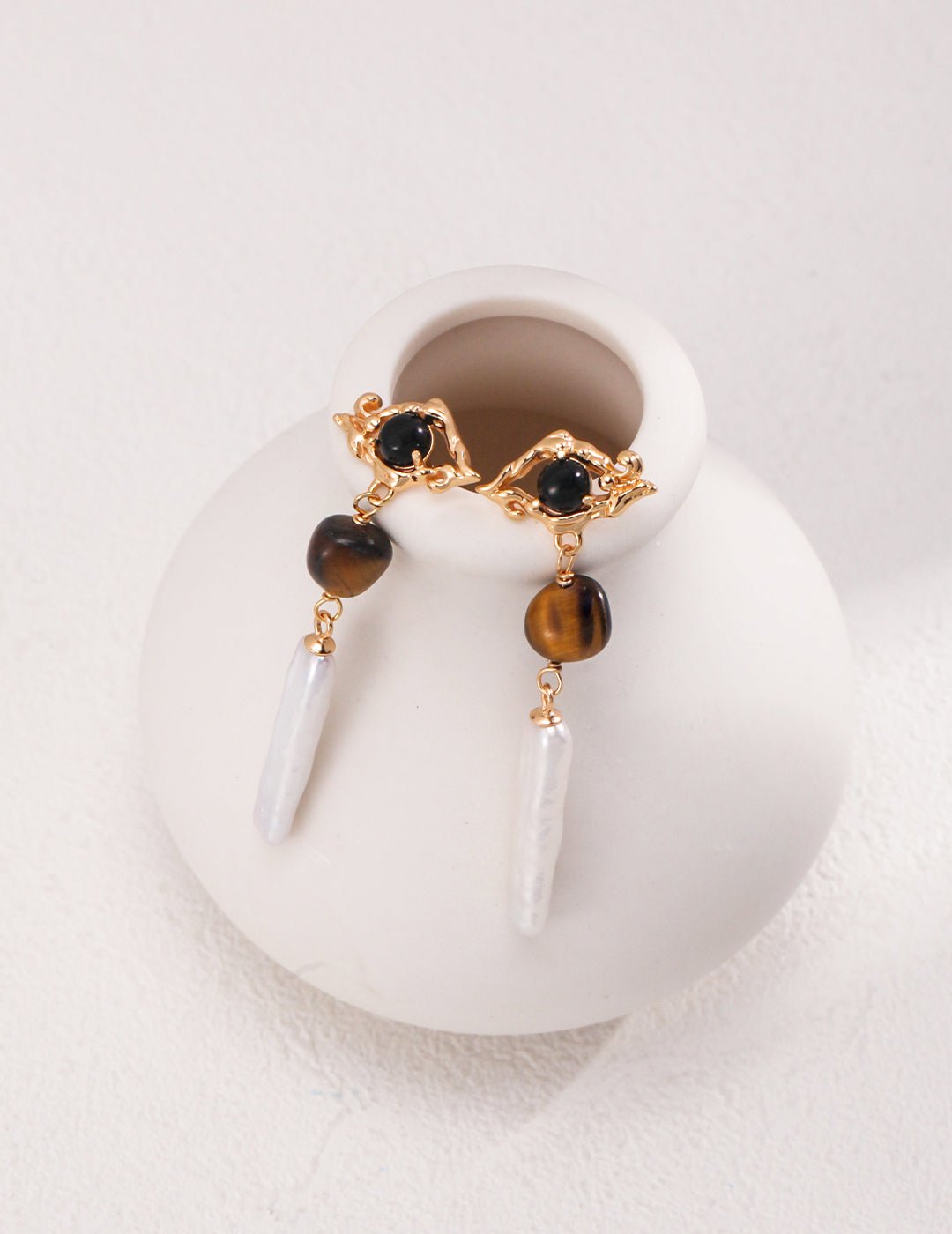 Tiger Eye Shield - GEM Spirit - E01058 - 2 - CRYSTALS - EARRINGS - jewelry